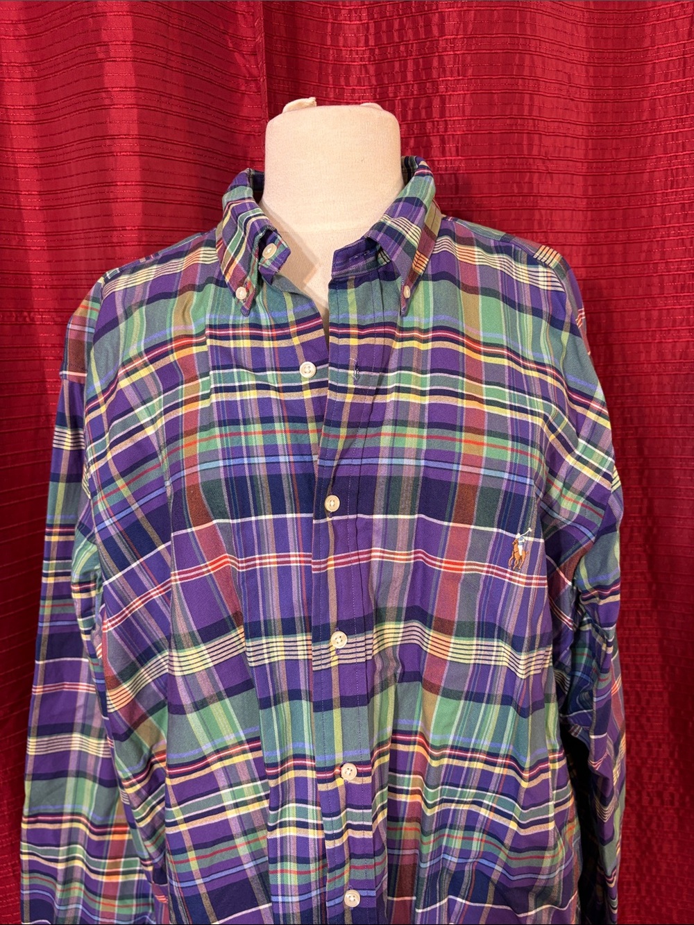 Ralph Lauren Classic Purple & Green Plaid Button-Down Shirt - Picture 6 of 8